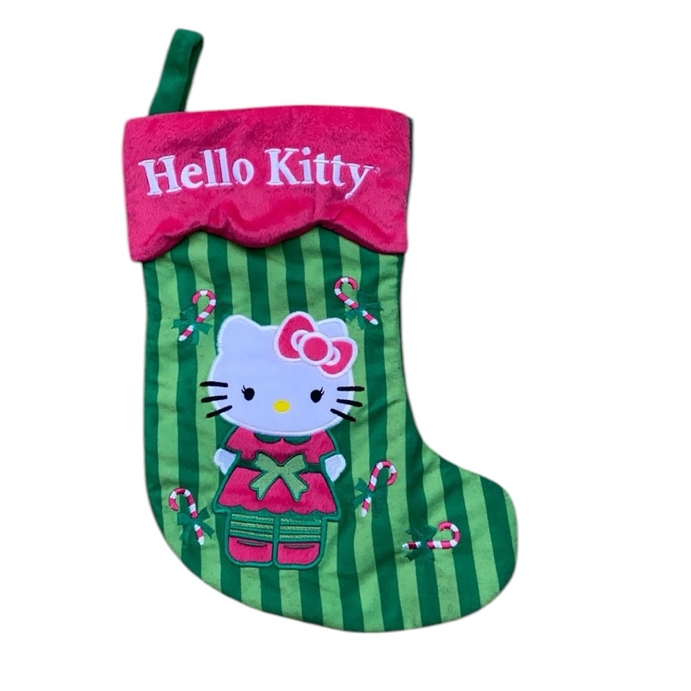Hello Kitty Sanrio Holiday Christmas Stocking Green pink